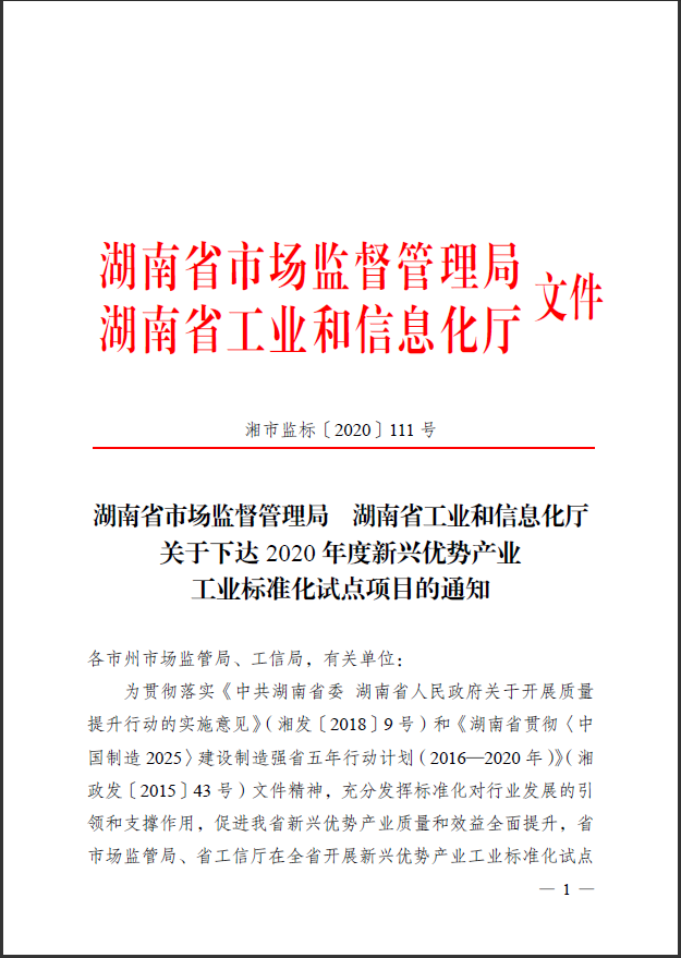 龙8头号玩家智能获省级标准化试点项目立项